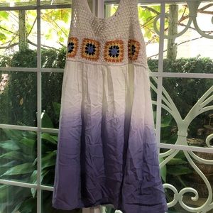 White/Purple Ombré dress with Crochet Top